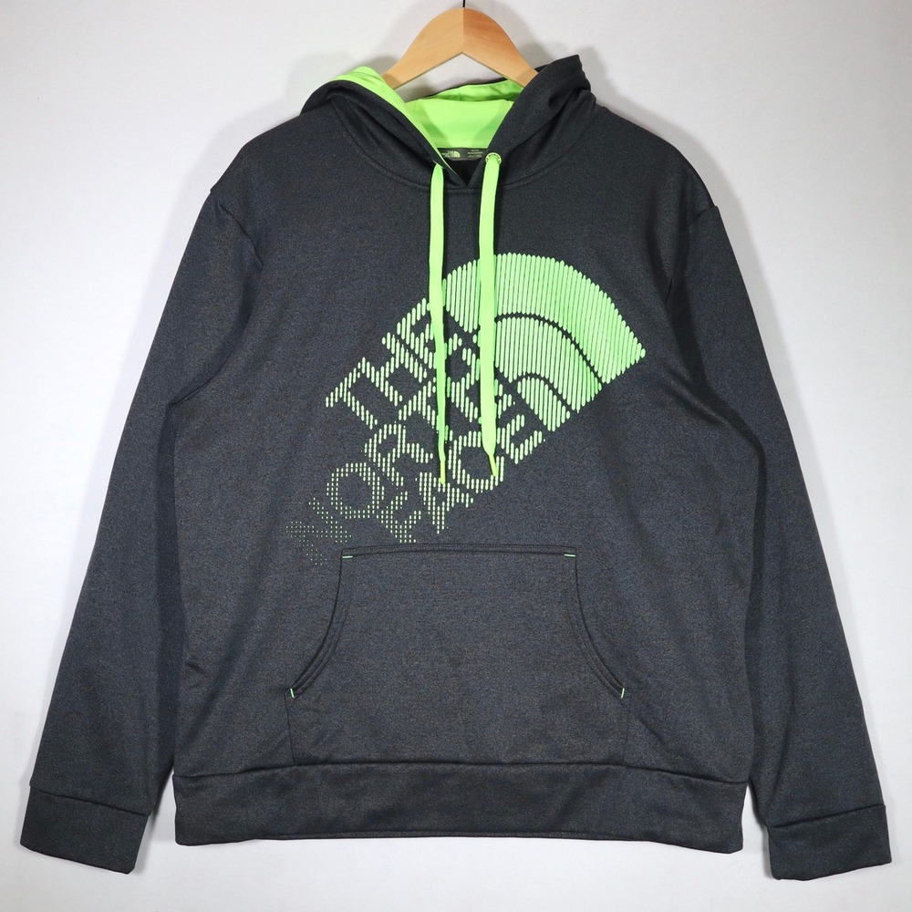The North Face Hoodie Mens XL Gray Neon Green Graphic Pullover Active Gym